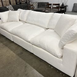 Super Plush White Performance Velvet Feather Cloud Sectional Sofa Couch