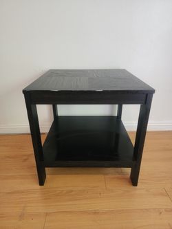Solid Wood Black End Table / Nightstand with Shelf — 24"