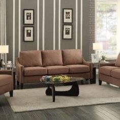 Brand New Brown Linen Sofa and Love Seat Set
