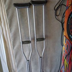 Two Pairs Of Crutches Adjustable Height Great Condition 