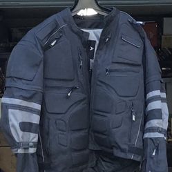 Xelement 5X Black & Gray Motorcycle Jacket .
