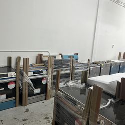 New Frigidaire Kitchen Appliances Stainless Steel. Side by side Refrigerators, Dishwashers, Ranges