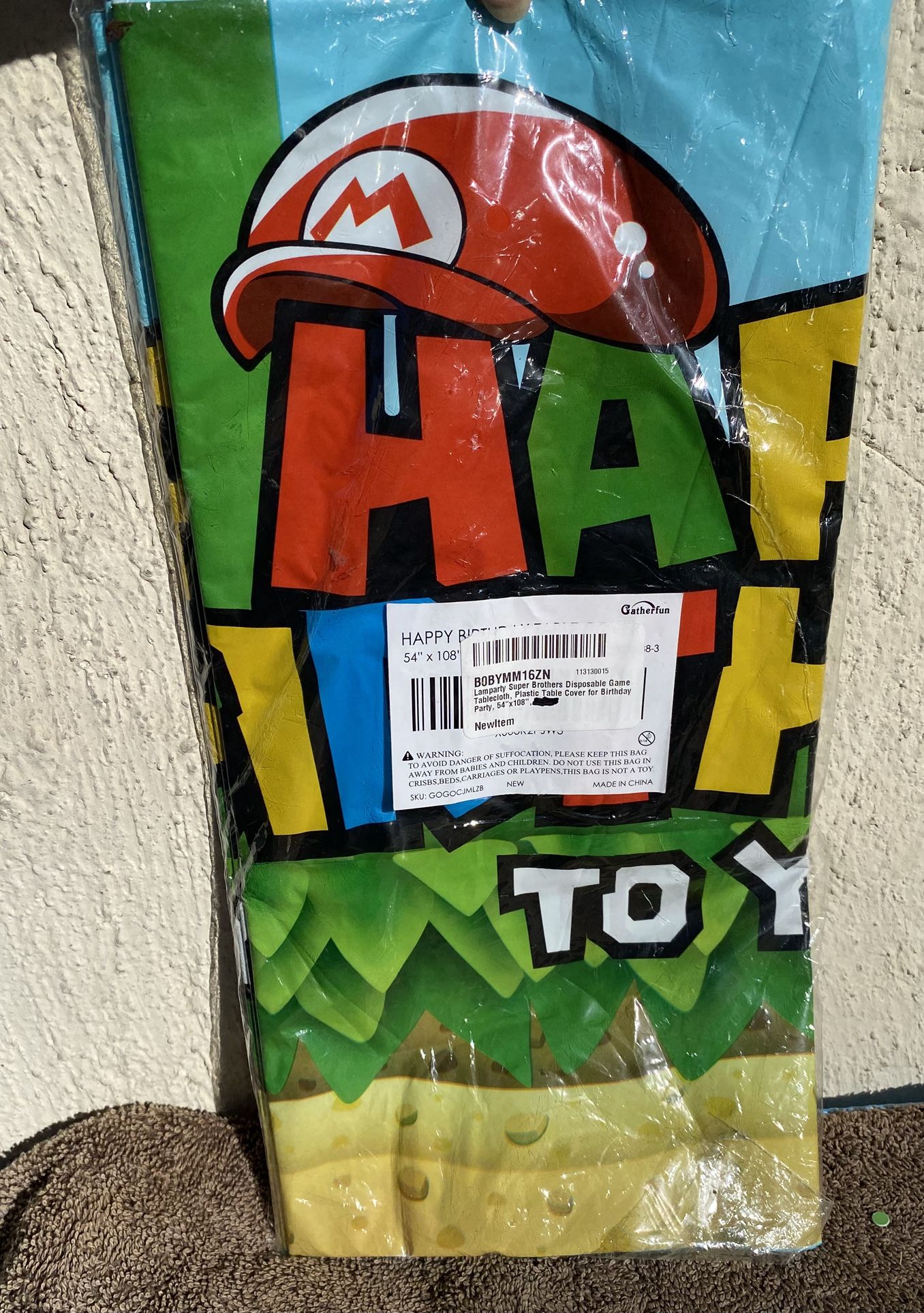 Super Mario Brothers Plastic Birthday Party Table Cover 54”x108”