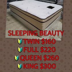Pillowtop mattress and boxspring. Pricing includes boxspring