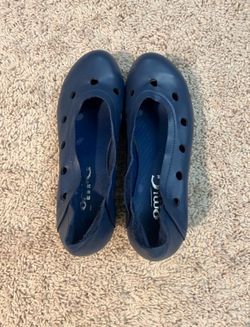 Real Leather Navy Slip-On Bubble Clog Shoes