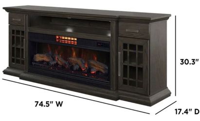 Tresanti Everett TV Console with ClassicFlame CoolGlow 2-in-1 Electric Fireplace and Fan, Brown