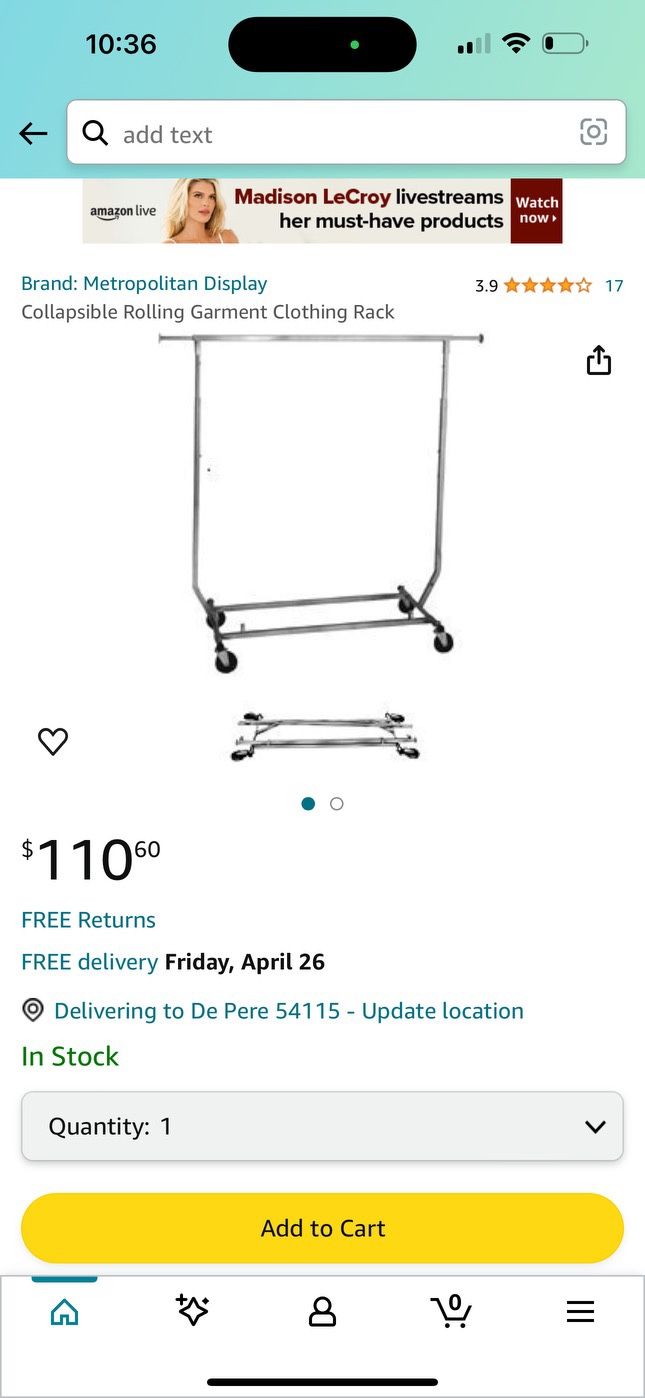 Collapsible Rolling Garment Rack 