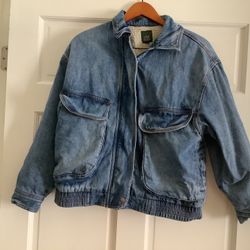 Wild Fable Sherpa-lined Oversized Denim Bomber Jacket XS
