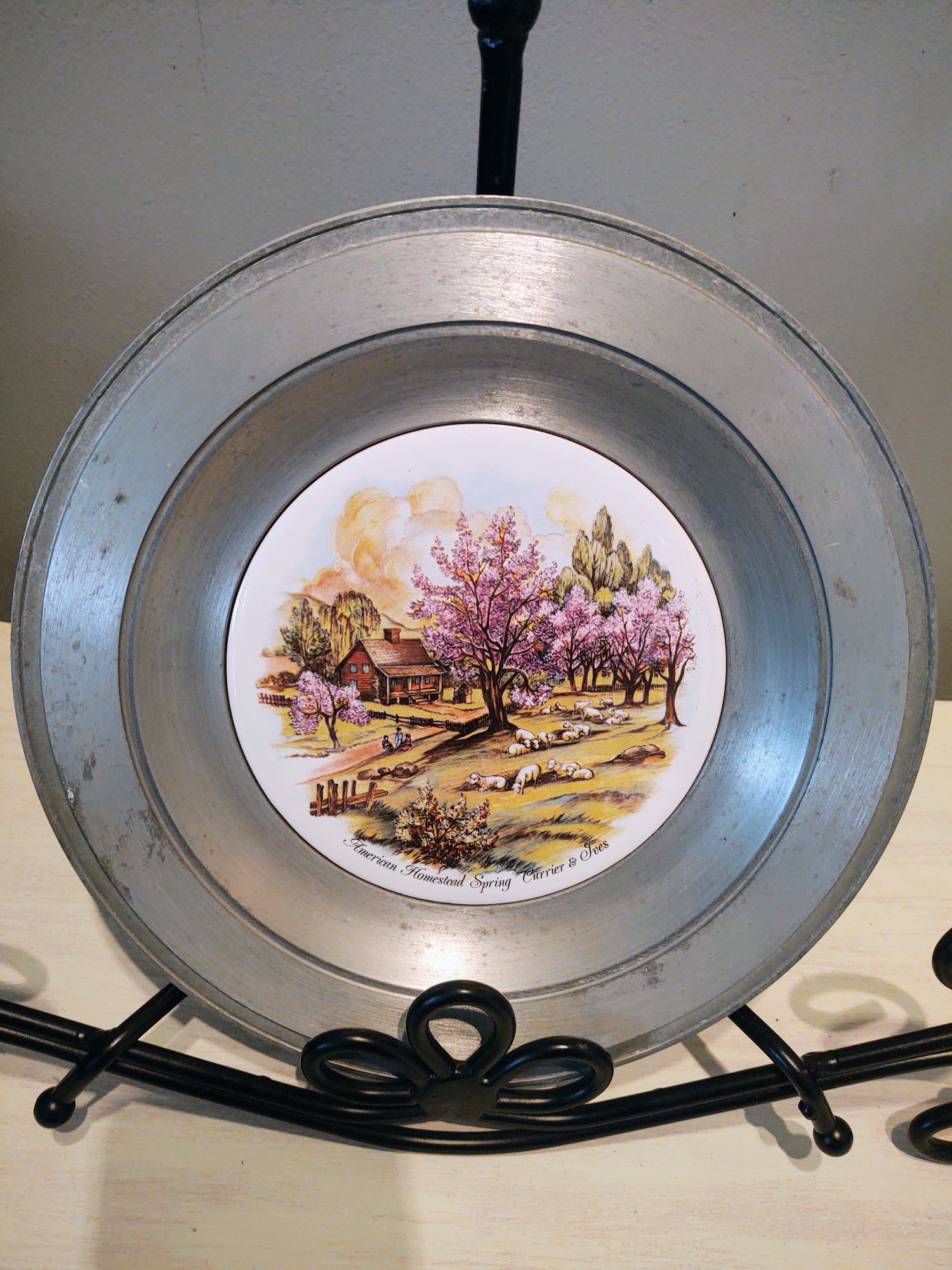 Vintage Currier And Ives Pewter Plate