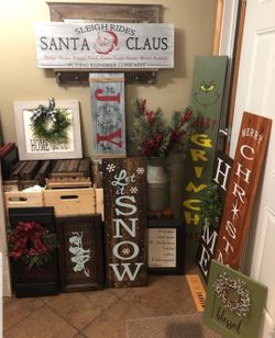 Christmas Welcome Outdoor Porch Front Door Farmhouse Style Rustic Decor Wood Wall Sign