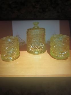 Canister set set a three yellow crystal perfect