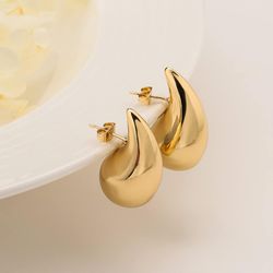 14K Gold Plated Women Girls Jewelry Fashion Earrings Lightweight Waterdrop Hoops