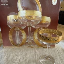 Gold Rimmed Coupe Glasses