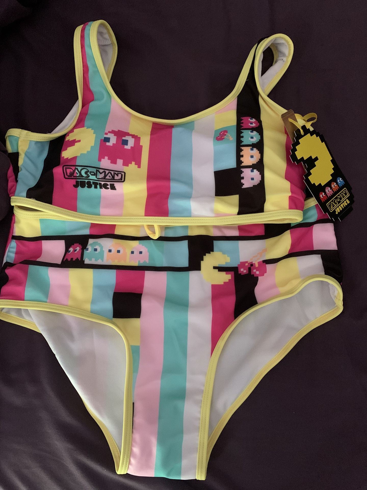 Brand New Pac Man Girls Swim Suit Set