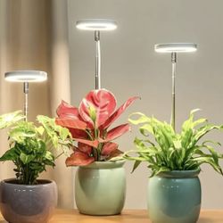 3-Head LED Grow Light with Stand – Full Spectrum, Height Adjustable, USB Powered