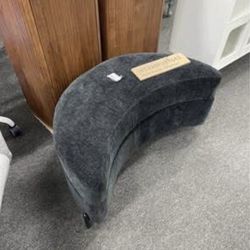 Assembled New Upholstered Half Crescent Moon Storage Bench Large Ottoman w/ Tray Serve As Side Table