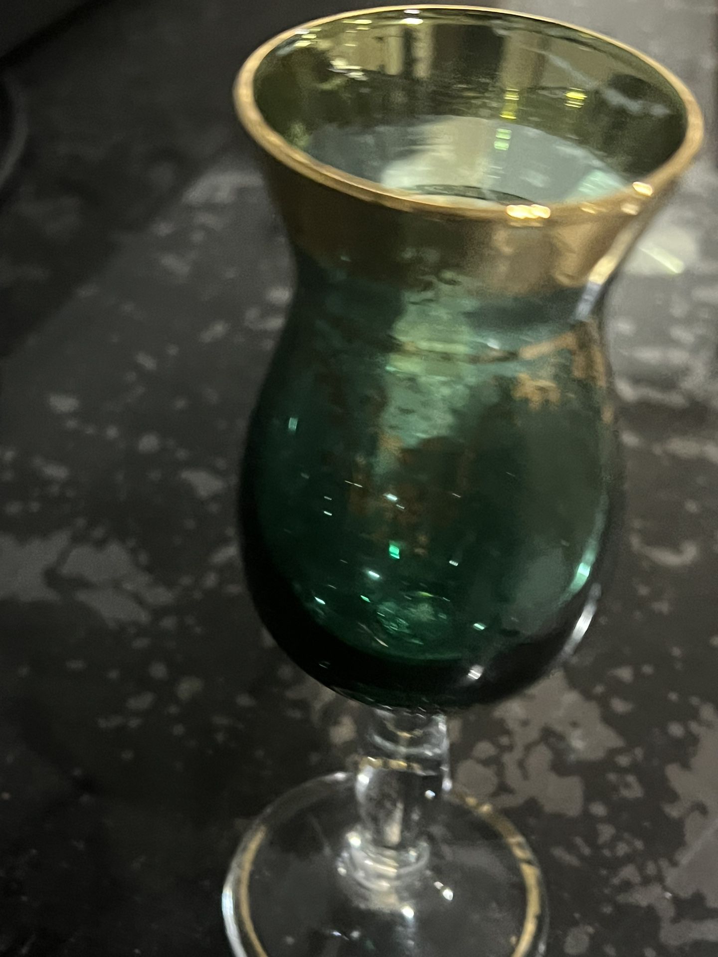 Murano turquoise, gold rim appetitive glasses