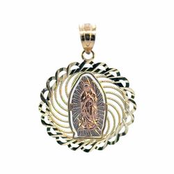 Men’s Or Women’s 10k Tricolor Rose White Yellow Gold Round Our Lady Of Guadalupe Pendant for Necklace GP3130154
