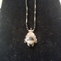 Sterling Silver Tuareg Necklace with Onyx Pendant 