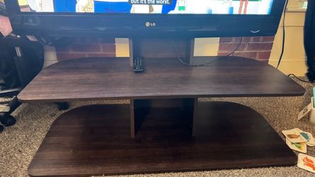 Dark Brown Wood TV Stand and TV