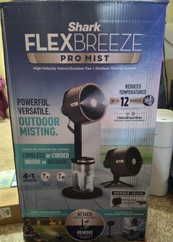 Shark FlexBreeze Pro Mist Fan, Indoor & Outdoor Oscillating Cooling Fan with Misting for Home & Patio, Floor & Tabletop, Portable Cordless & Corded, 2