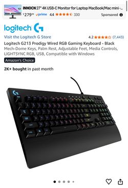 Logitech G213 Prodigy Wired RGB Gaming Keyboard