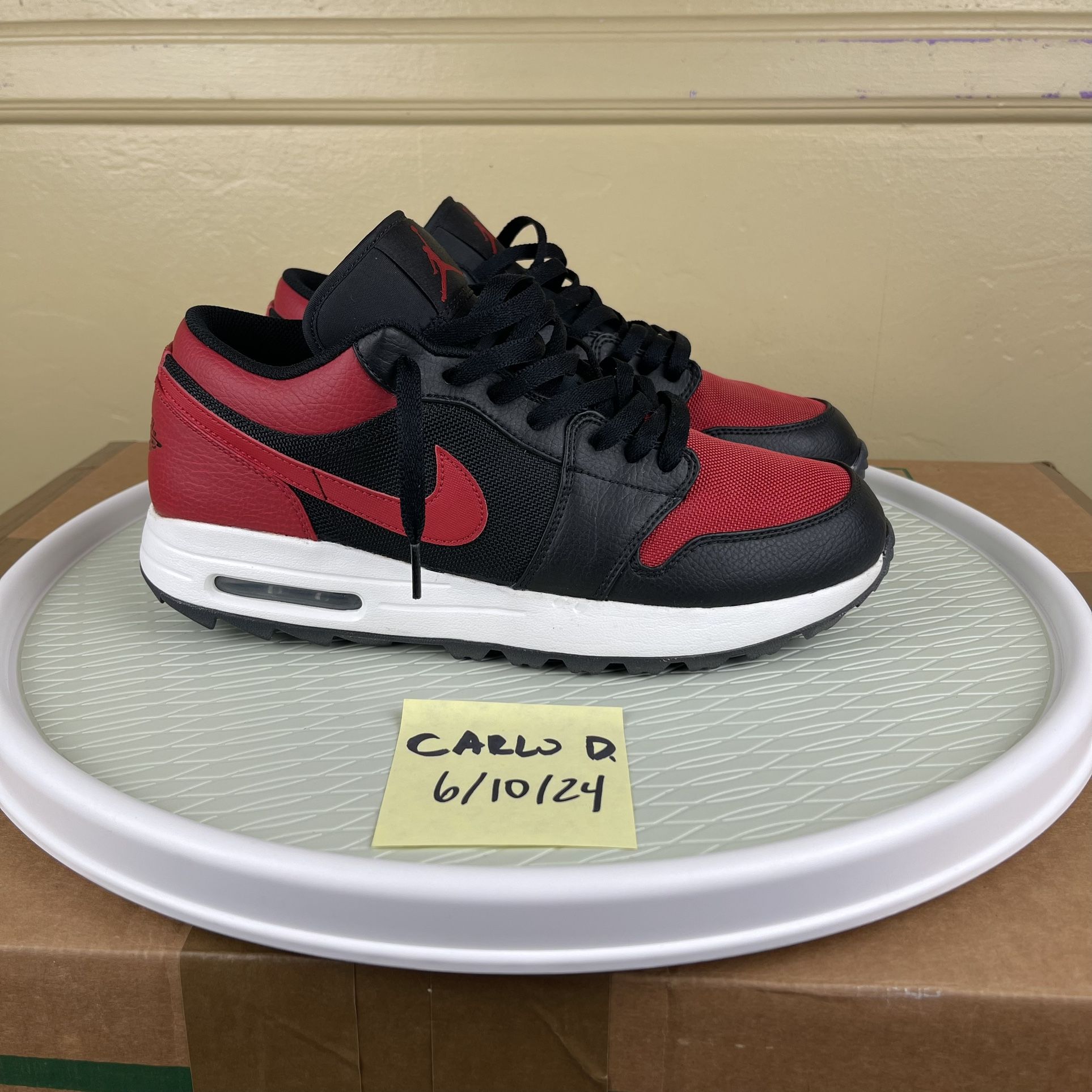 Air Jordan 1 Bred TD Low x Nike Air Max 90 Golf shoes