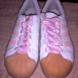 Girl's Adidas Superstar Pink/White Size (1.5)