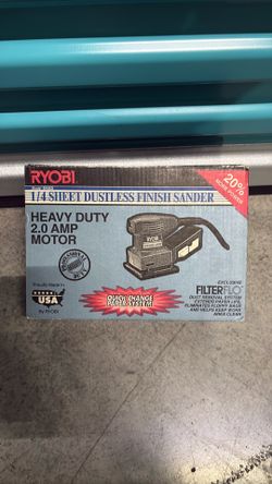 RYOBI S605D  HEAVY DUTY 2.0 AMP MOTOR 1/4 Sheet Finishing Sander with Dust Collection System.