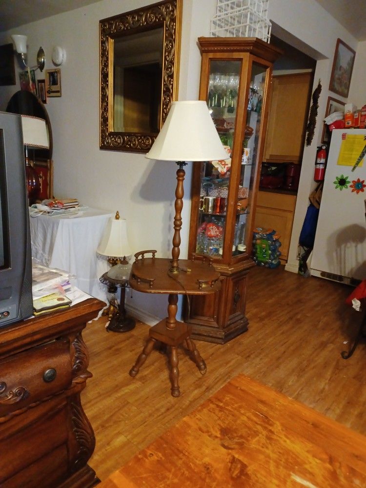 Antique Table With Lamp Insert