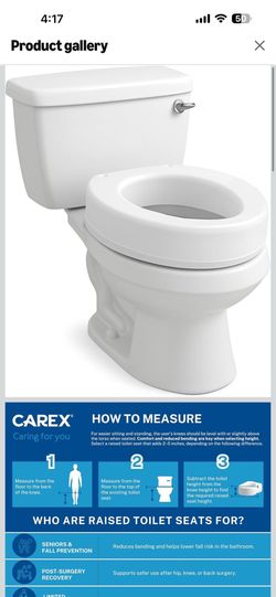 Carex Toilet Seat Riser, Round Raised Toilet Seat Adds 3.5 inches to Toilet Height, for Assistance Bending or Sitting, 300 Pound Weight Capacity Toile