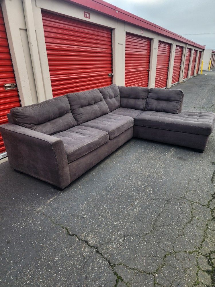 *Free delivery* project couch gray L sectional read description sold as is non removable covers 