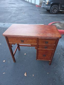 Antique Wood Writing Desk with Drawers