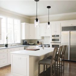2 Pack single pendant Farmhouse glass Light fixture