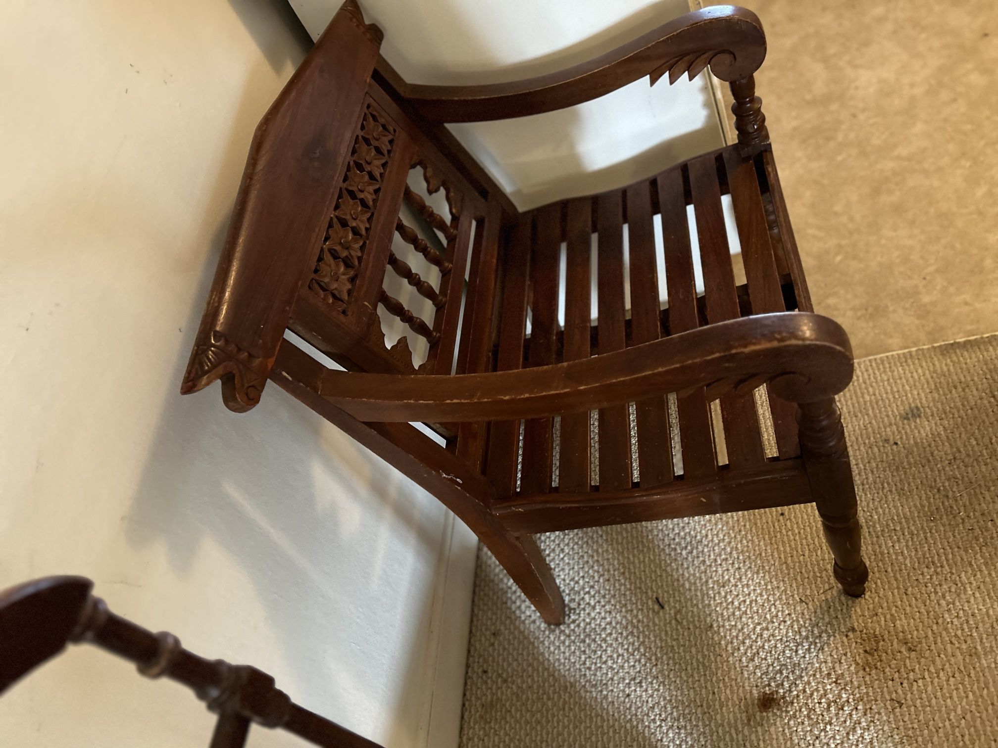 Wooden Antique Oversized Engraved Sitting Chair