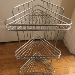3 Tier Silver Corner Shelf Unit 