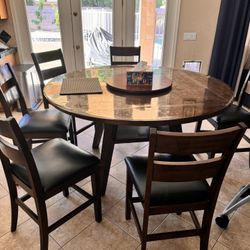 Round Wooden Table With 6 Chairs