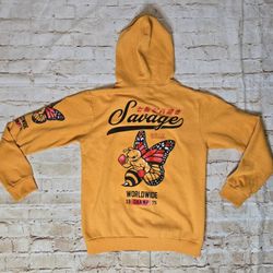 FRESH LAUNDRY brand Hoodie Yellow SAVAGE Worldwide Champ 1975 Japanese Vintage