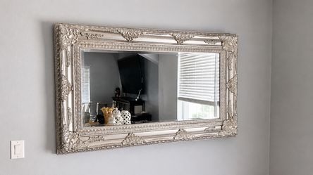 Large Ornate Silver Wall Mirror