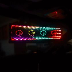 BRAND NEW UNIVERSAL JDM KING BOO MULTI-COLOR GALAXY MIRROR LED LIGHT CLIP-ON REAR VIEW WINK REARVIEW

