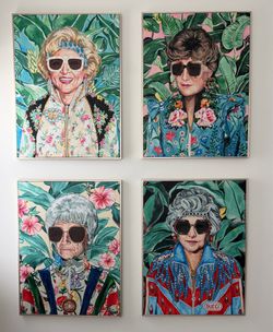 Framed Golden Girls and Gucci Art (Set of 4)