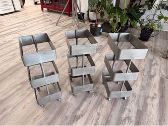 3 Tier Rolling Metal Storage Carts