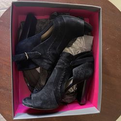 Vince Camuto Black Suede Open Toe Heels
