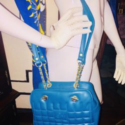 HANDBAG FOR OVER THE SHOULDER by EMPRESS INSIDE COMPARTMENTS GOLD CHAIN OVER THE SHOULDER STRAPS - OPEN BOX UNUSED