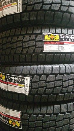 4 New all terrain 10 ply lt225/75R16 Lionhart