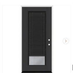 50% OFF - Steves & Sons Legacy 34x77" Full Lite Fiberglass Prehung Door Black w/ Miniblind LHIS