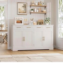 60" Large Buffet Sideboard with Storage, Kitchen Buffet Storage Cabinet , Modern Coffee Bar,  A-21