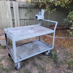 Super Heavy Duty Industrial Shop Cart Weighs About 100lbs 48x30  Great For Welders  Engines Transmissions 