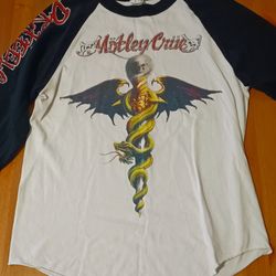 Vintage Motley Crue Dr FeelGood Shirt Baseball Sleeves Excellent Condition Small 