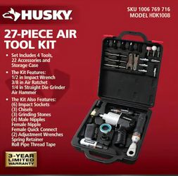 Husky 27-Piece Air Tool Kit (Impact, Ratchet, Grinder & Hammer)